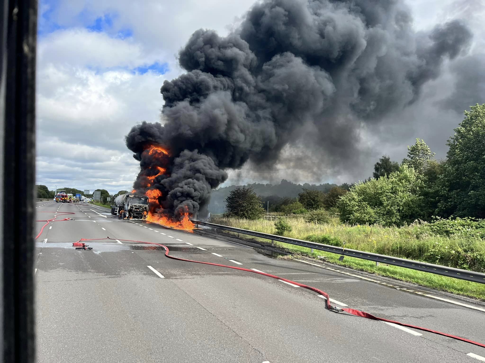 Oil tanker fire on the M1 Tuesday 22nd August