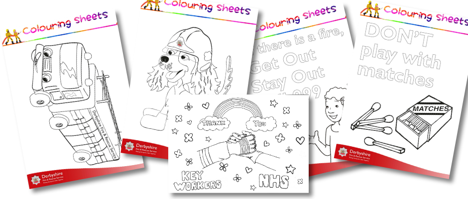 collage of 5 colouring sheets
