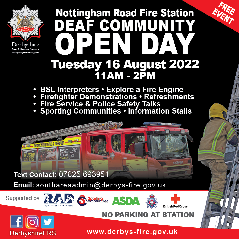 Poster advertising an open day aimed at the deaf community